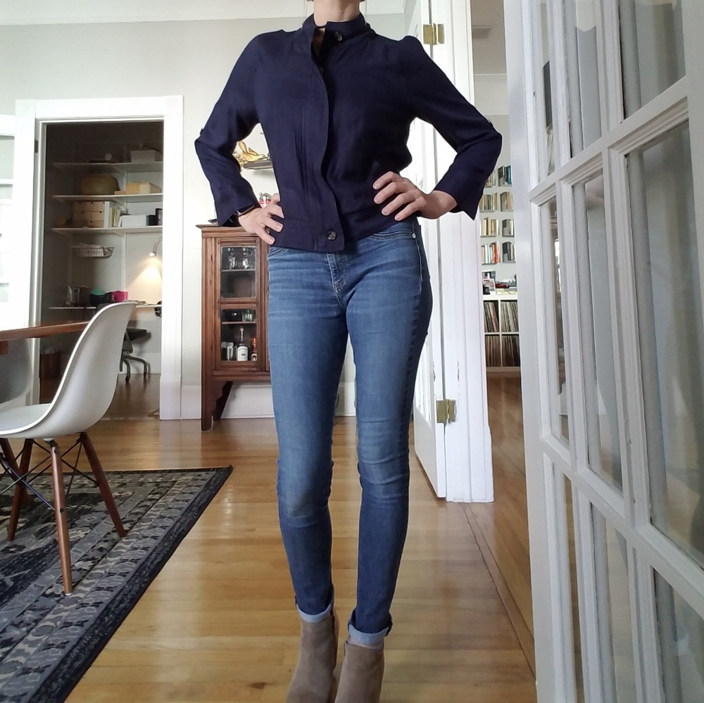 Navy Lightweight Zip Up Shirt Jacket